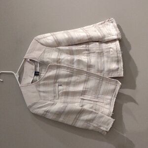 White‎ House Black Market women's 12 metallic tweed stripe crop jacket/blazer